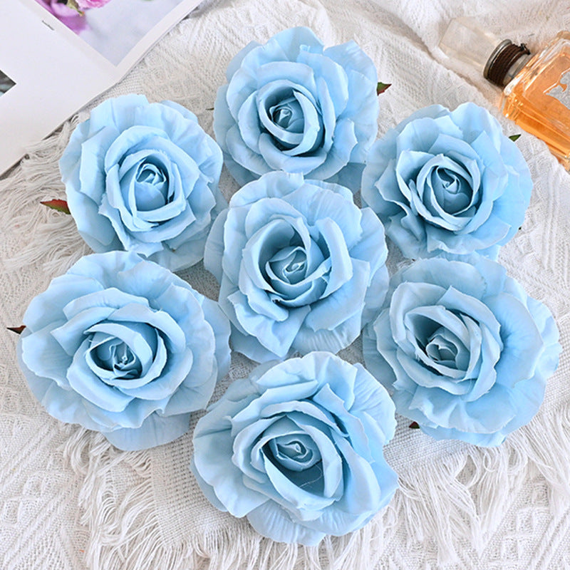 Rosas artificiales de 4" x 4" 7 piezas para bodas y eventos - Sky azul