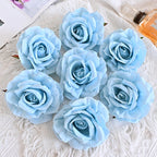 Rosas artificiales de 4" x 4" 7 piezas para bodas y eventos - Sky azul