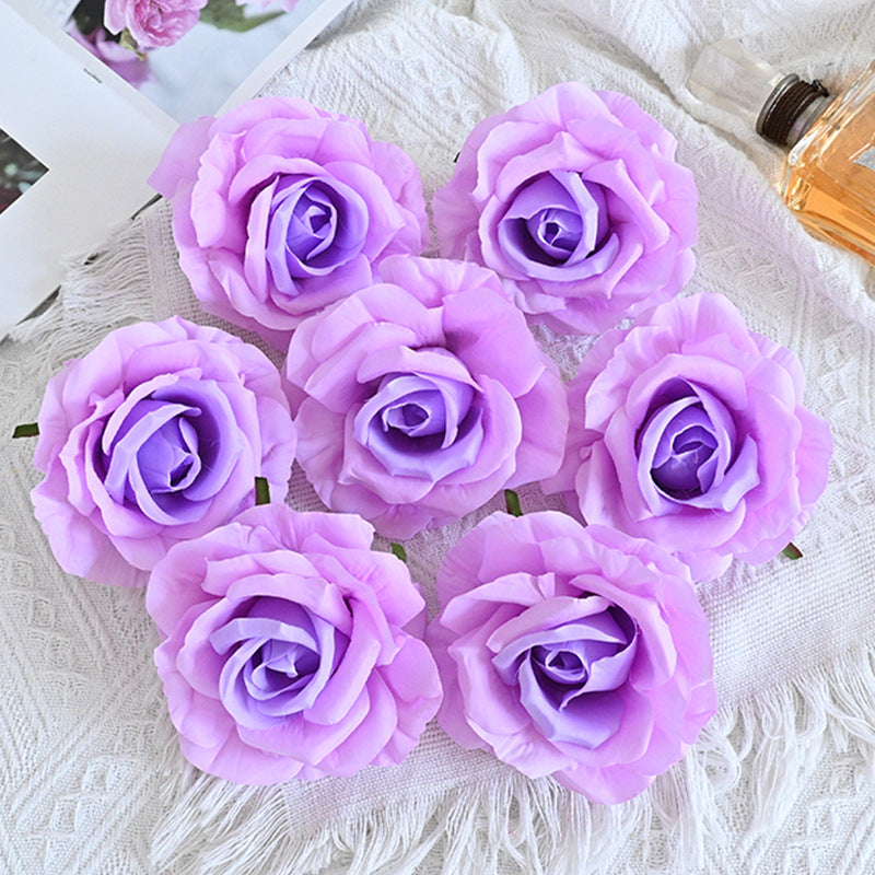 Rosas artificiales de 4" x 4" 7 piezas para bodas y eventos - Azul claro