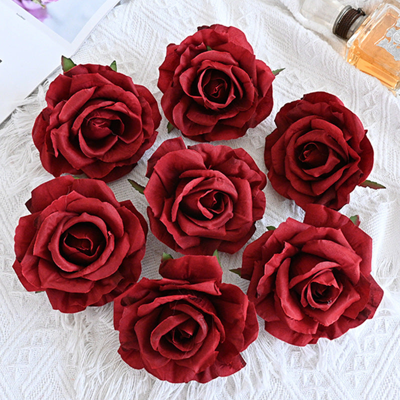 Rosas artificiales de 4" x 4" 7 piezas para bodas y eventos - Rojo