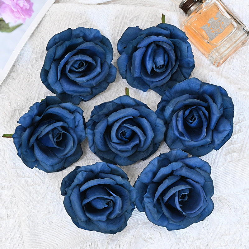 Rosas artificiales de 4" x 4" 7 piezas para bodas y eventos - Azul real