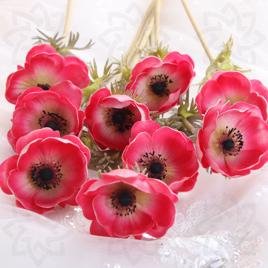 Rosas artificiales con tacto real de 17" 9 piezas para bodas y eventos