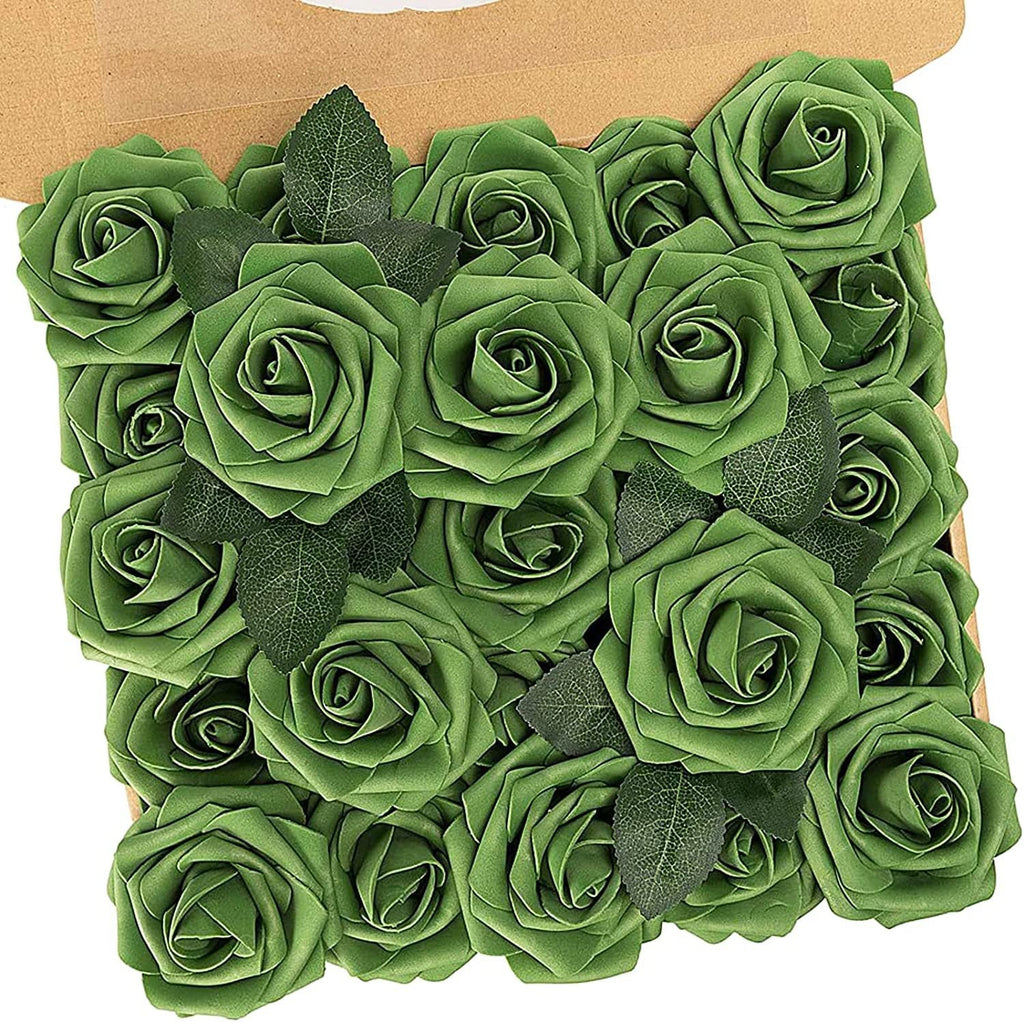 Rosas artificiales de 9" x 3" 25 piezas para bodas y eventos
