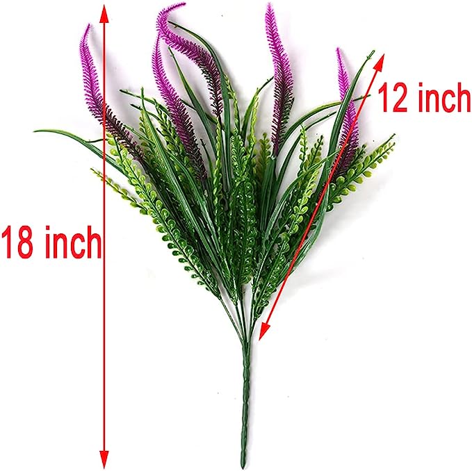 Arbusto artificial con resistencia a los rayos UV de 18" x 12" 8 piezas para jardín, balcón y terraza
