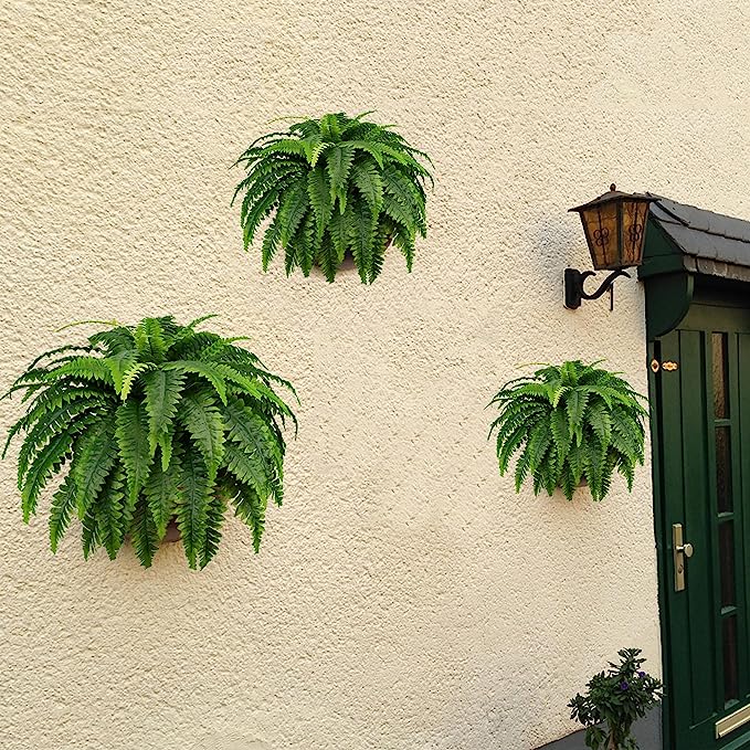 Helechos artificiales con resistencia a los rayos UV de 22" 2 piezas para jardín, balcón y terraza