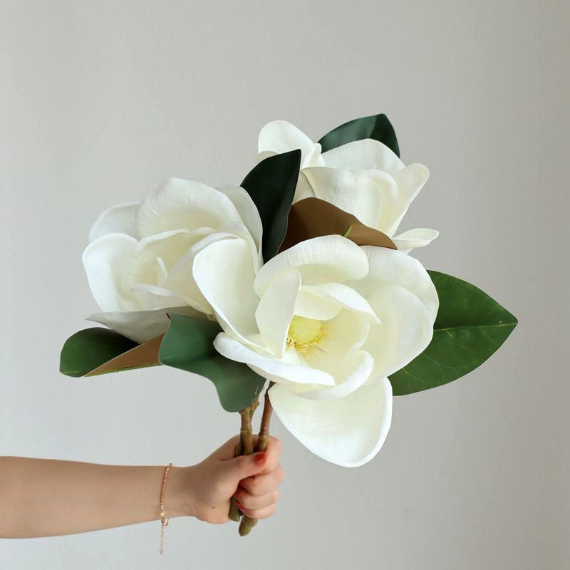 Magnolias artificiales con tacto real de 15" para bodas y eventos