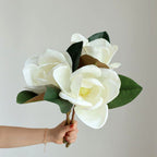 Magnolias artificiales con tacto real de 15" para bodas y eventos