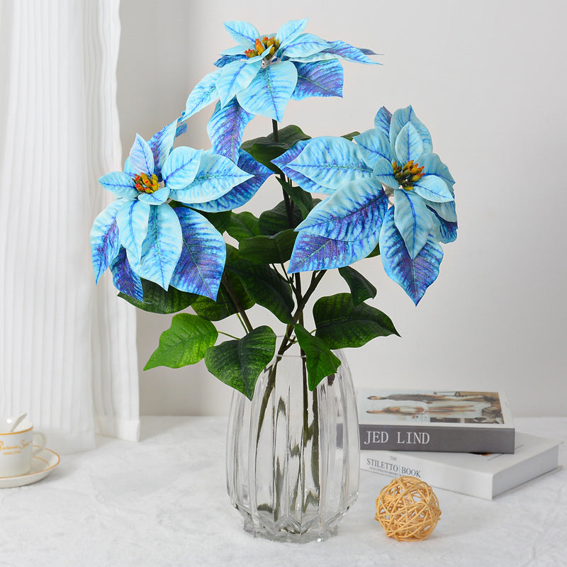 Flores de Pascua artificiales de 26" para bodas y eventos - Azul