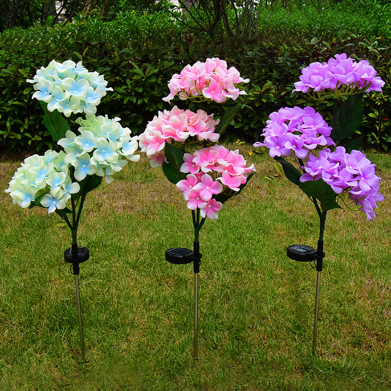 Hortensias artificiales con resistencia a los rayos UV de 29" para jardín, balcón y terraza - Rosa