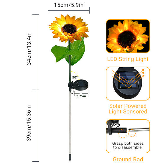 Girasoles artificiales con resistencia a los rayos UV de 26" para jardín, balcón y terraza