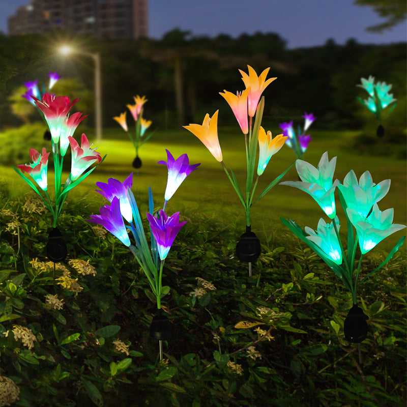 Lirios artificiales con resistencia a los rayos UV de 27" para jardín, balcón y terraza - Azul