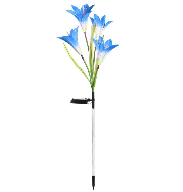 Lirios artificiales con resistencia a los rayos UV de 27" para jardín, balcón y terraza - Morado
