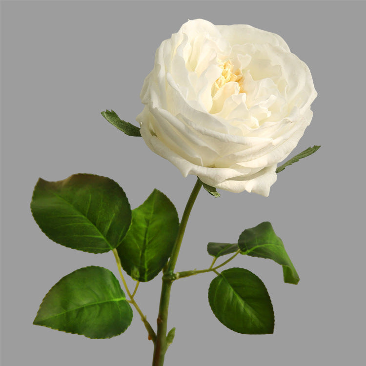 Rosas artificiales con tacto real de 17.7" para bodas y eventos - Crema
