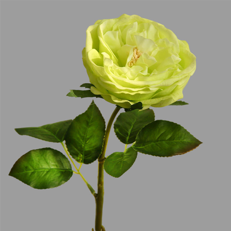 Rosas artificiales con tacto real de 17.7" para bodas y eventos - Verde-amarillo
