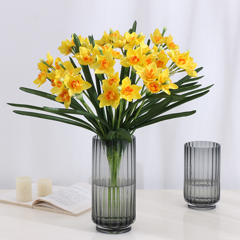Narcisos artificiales de 23" para decoración del hogar, eventos y escaparates - Blanco/amarillo