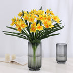 Narcisos artificiales de 23" para decoración del hogar, eventos y escaparates - Blanco/amarillo