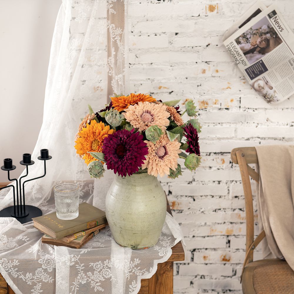 Girasoles artificiales de 17" para bodas y eventos - Plum