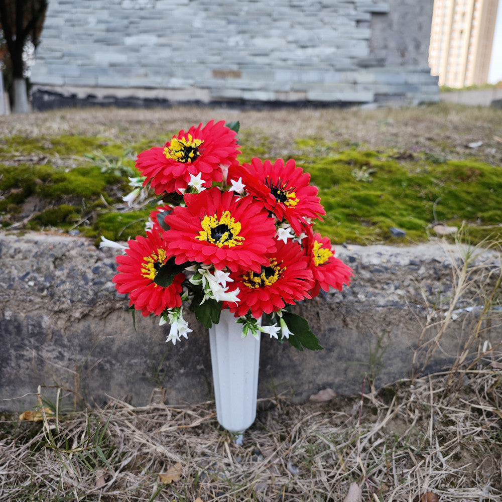 Flores artificiales para cementerio de 16" x 10" para bodas y eventos - Rojo