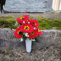 Flores artificiales para cementerio de 16" x 10" para bodas y eventos - Rojo