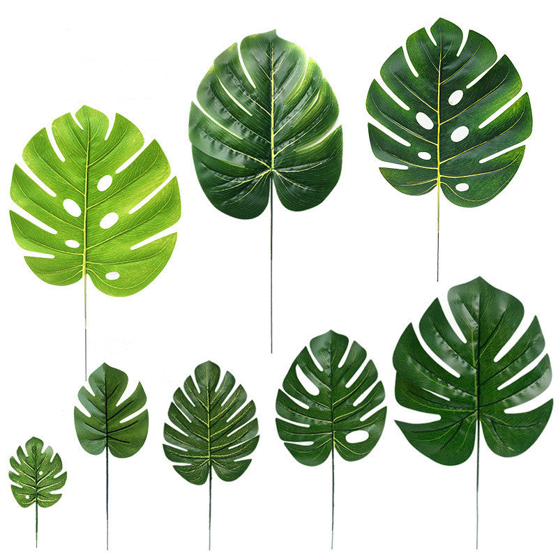 Hojas de palmera artificiales con resistencia a los rayos UV 10 piezas para jardín, balcón y terraza - 12.2" gris verde