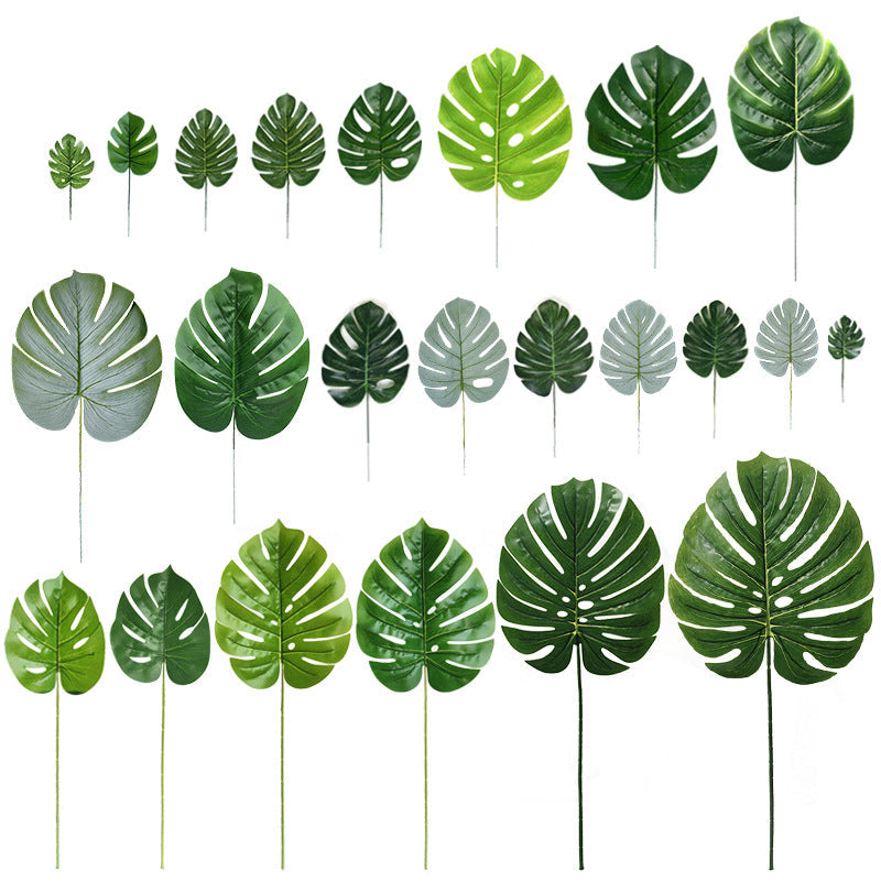 Hojas de palmera artificiales con resistencia a los rayos UV 10 piezas para jardín, balcón y terraza - 6.3" dark verde