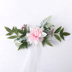 Dalias artificiales para bodas y eventos - Blanco-verde