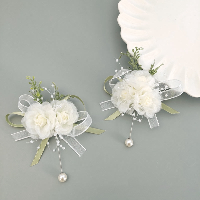 Boutonniere artificial para jardín, balcón y terraza - Marfil