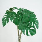 Hojas de monstera artificiales con resistencia a los rayos UV de 22" x 5" 6 piezas para jardín, balcón y terraza - Verde