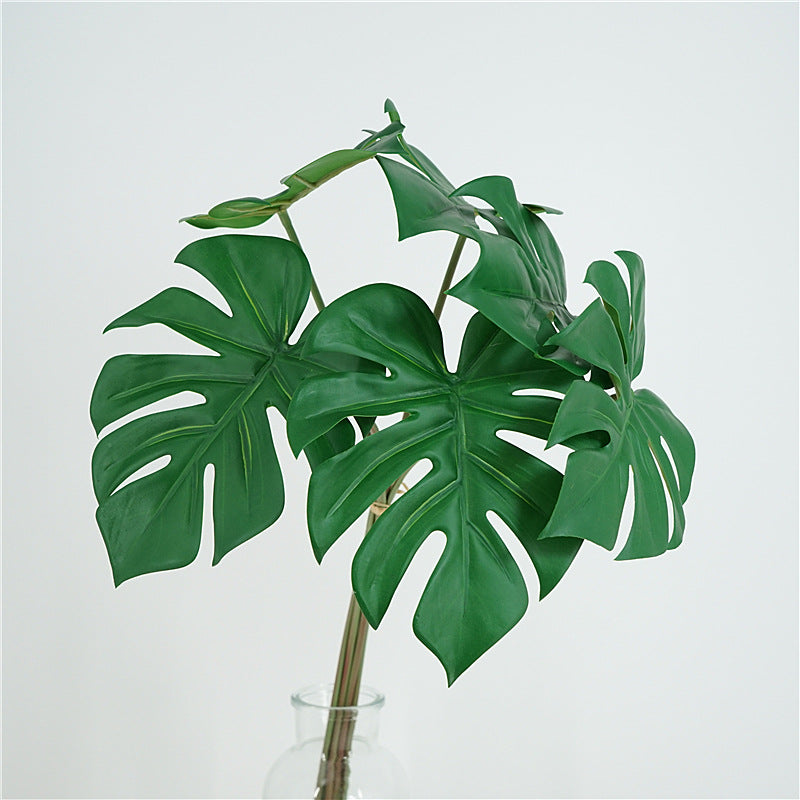 Hojas de monstera artificiales con resistencia a los rayos UV de 22" x 5" 6 piezas para jardín, balcón y terraza