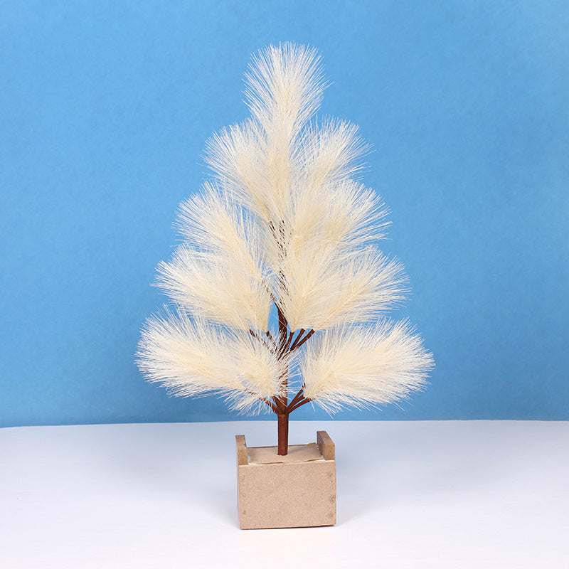 Pampas artificiales con resistencia a los rayos UV de 18" para jardín, balcón y terraza - Blanco