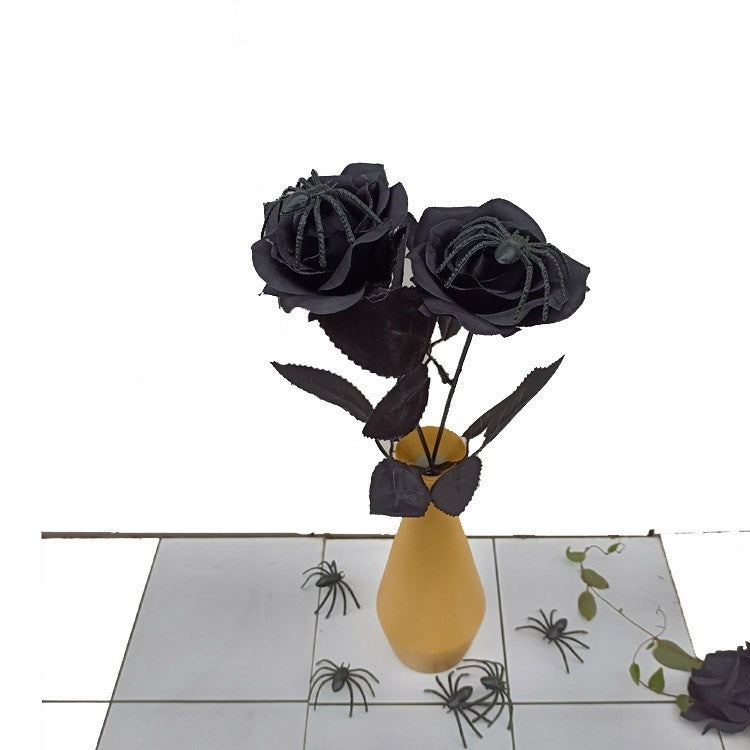Rosas artificiales de 16" para decoración del hogar - Negro (spider)