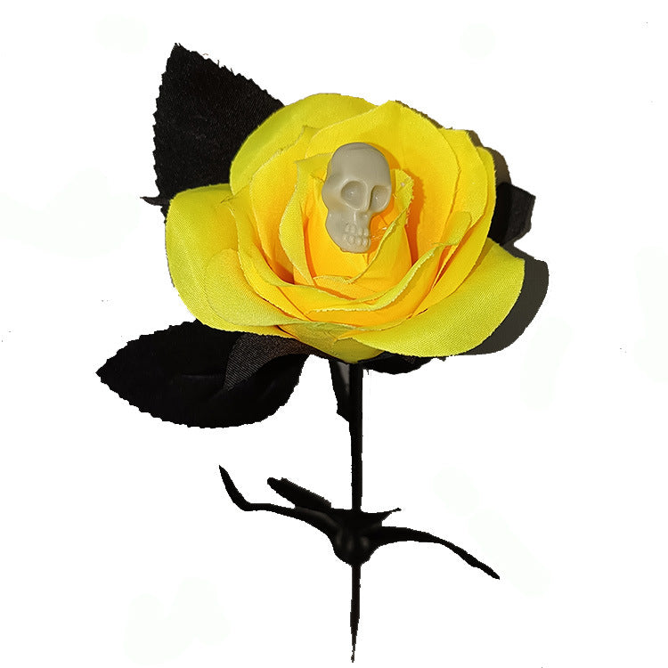 Rosas artificiales de 16" para decoración del hogar - Amarillo (head skeleton)