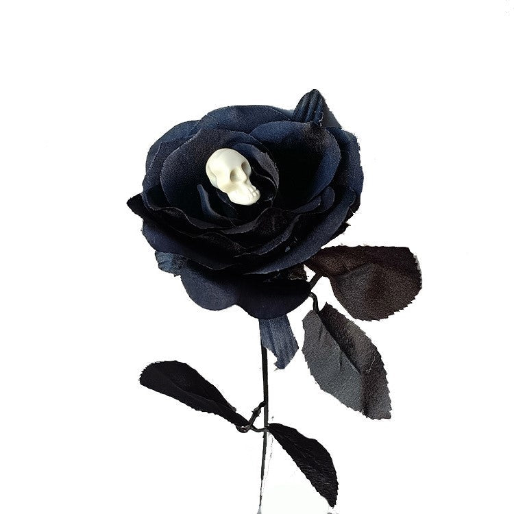 Rosas artificiales de 16" para decoración del hogar - Negro (head skeleton)
