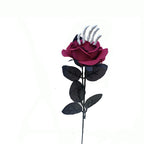 Rosas artificiales de 16" para decoración del hogar - Dark rojo (hand skeleton)