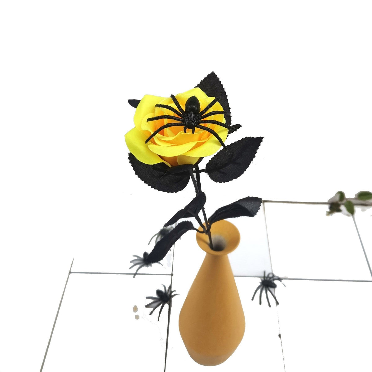 Rosas artificiales de 16" para decoración del hogar - Amarillo (spider)
