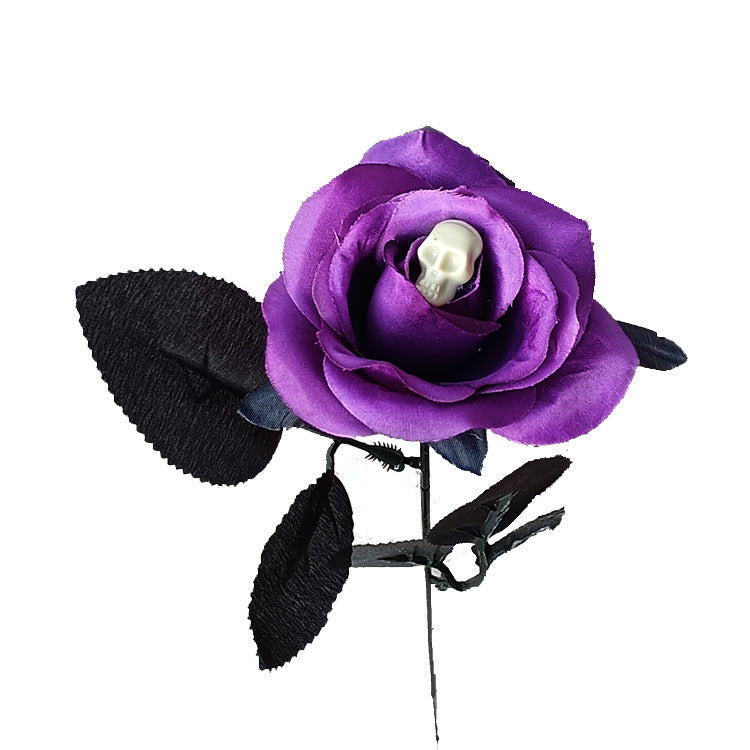 Rosas artificiales de 16" para decoración del hogar - Morado (head skeleton)