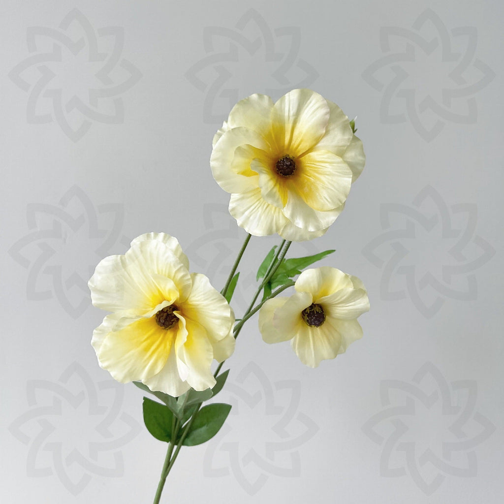 Ranúnculos artificiales de 15.7" para bodas y eventos - Blanco-amarillo