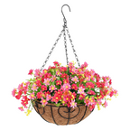 Margaritas artificiales de 20" x 20" para jardín, balcón y terraza - 10" with 8 flower arbustos Blanco/rojo
