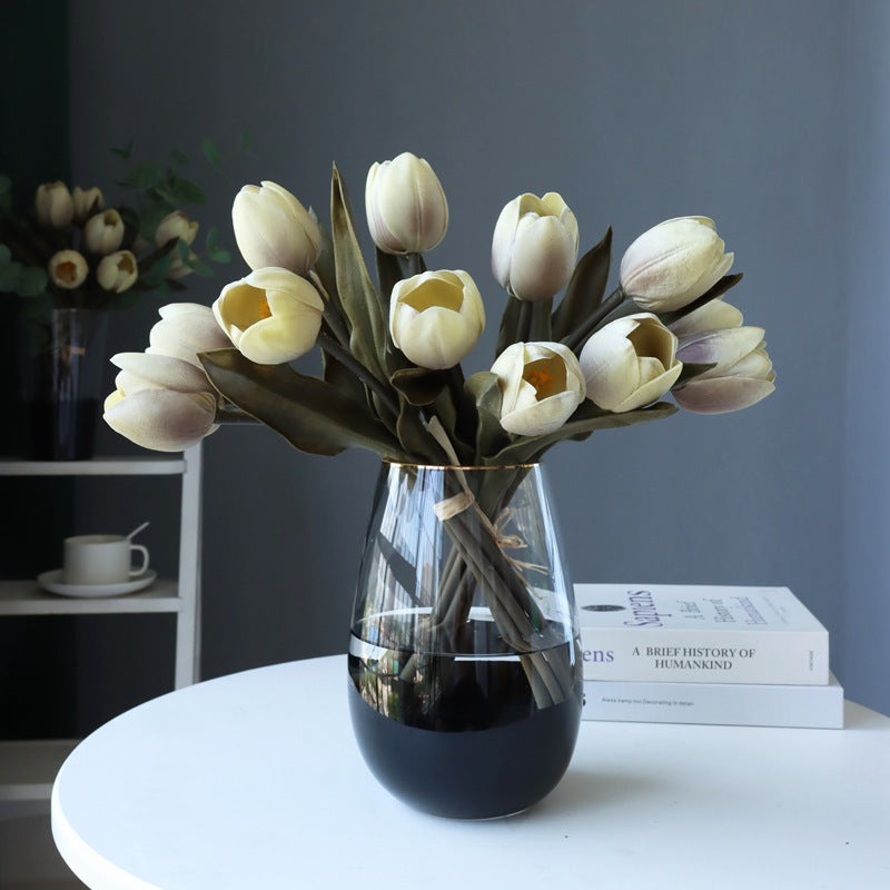 Tulipanes artificiales con tacto real de 14" x 15" para bodas y eventos - Gris