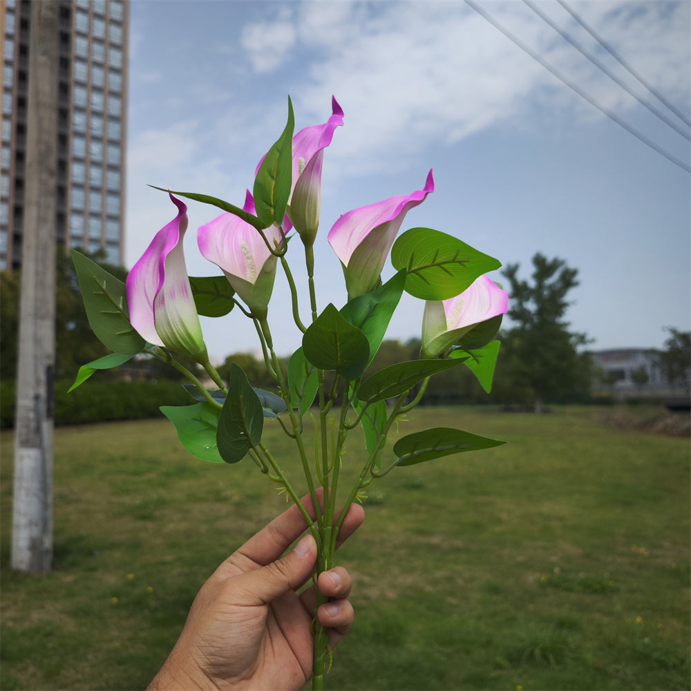Calas artificiales con resistencia a los rayos UV de 16" para jardín, balcón y terraza - Fucsia 5 arbustos