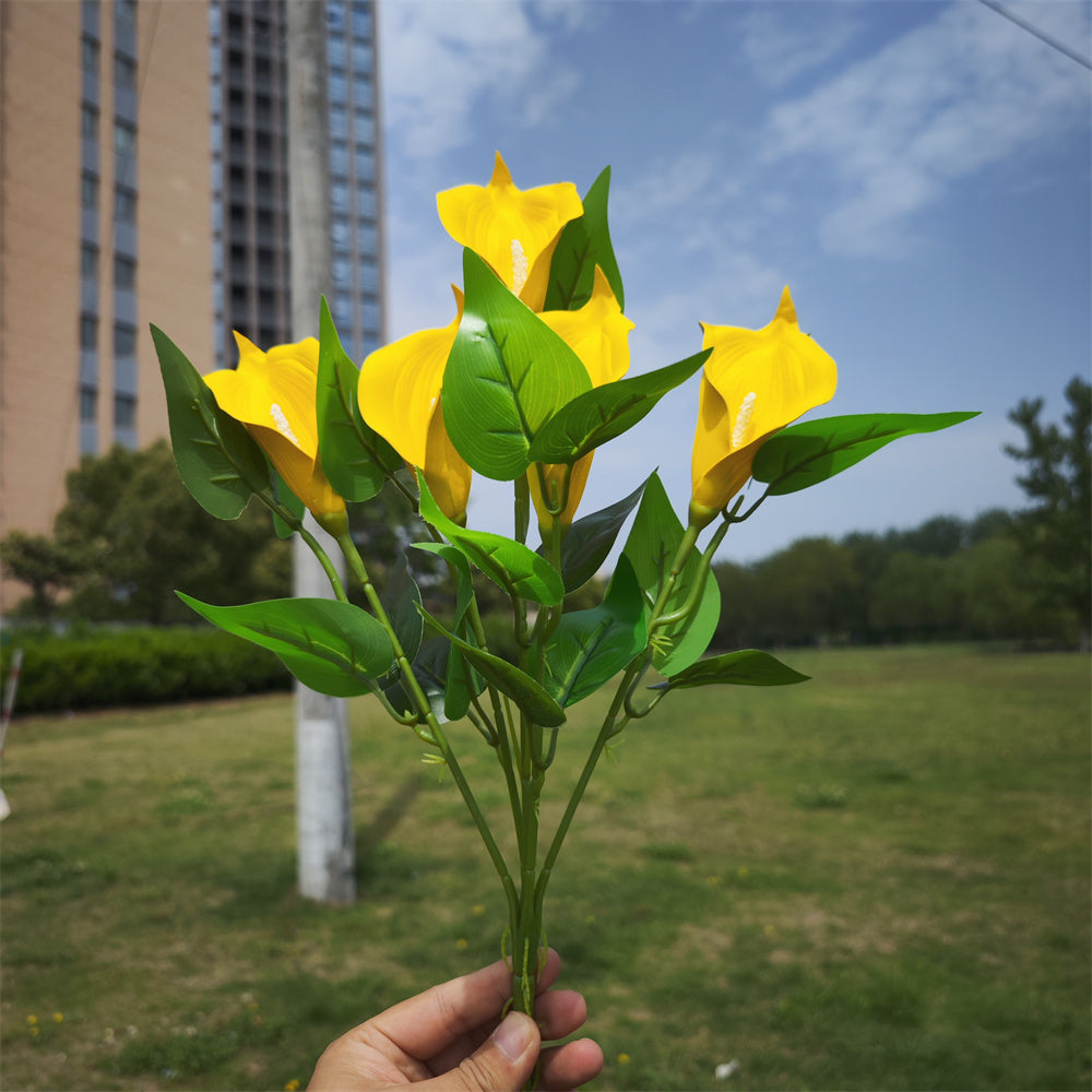 Calas artificiales con resistencia a los rayos UV de 16" para jardín, balcón y terraza - Amarillo 5 arbustos