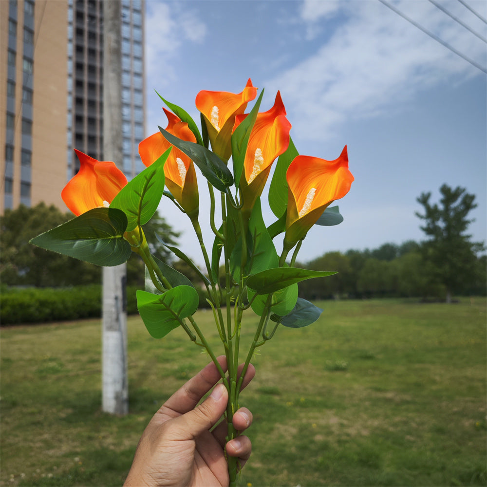Calas artificiales con resistencia a los rayos UV de 16" para jardín, balcón y terraza - Naranja 5 arbustos