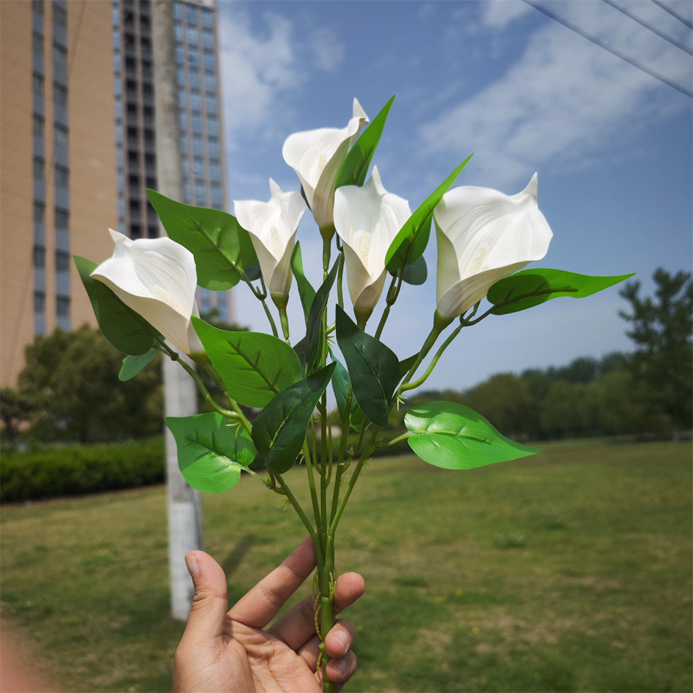 Calas artificiales con resistencia a los rayos UV de 16" para jardín, balcón y terraza - Blanco 5 arbustos