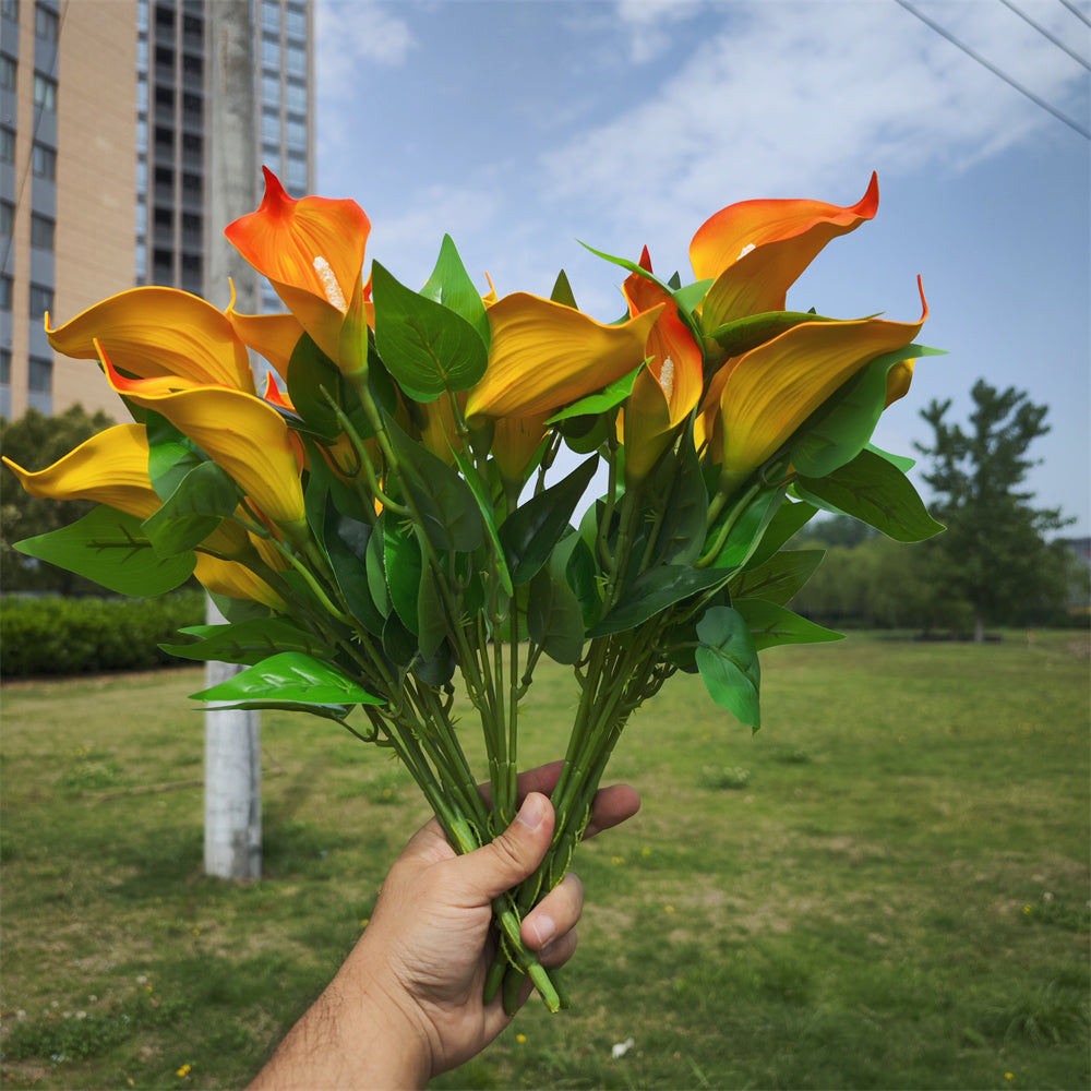 Calas artificiales con resistencia a los rayos UV de 16" para jardín, balcón y terraza - Naranja 1 arbusto