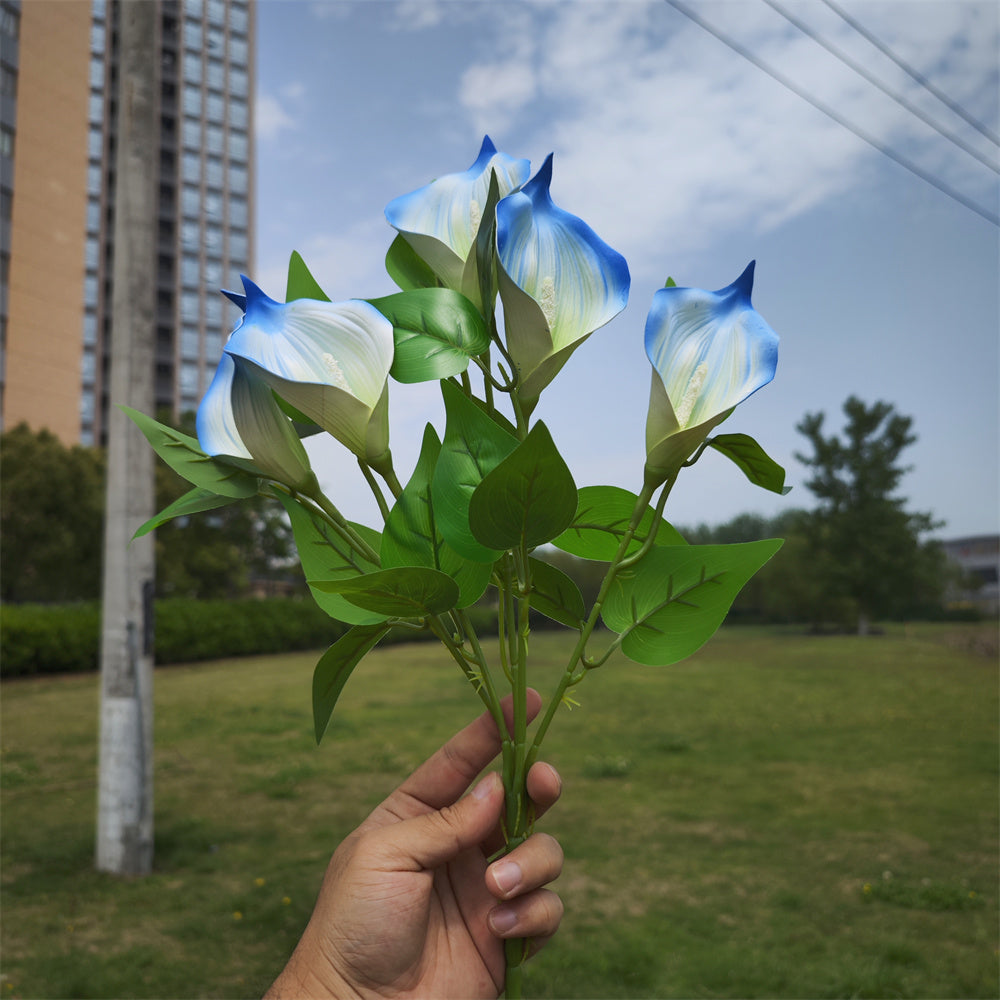 Calas artificiales con resistencia a los rayos UV de 16" para jardín, balcón y terraza - Azul 5 arbustos