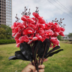 Orquídeas phalaenopsis artificiales con resistencia a los rayos UV de 17" 4 arbustos para jardín, balcón y terraza - Rojo