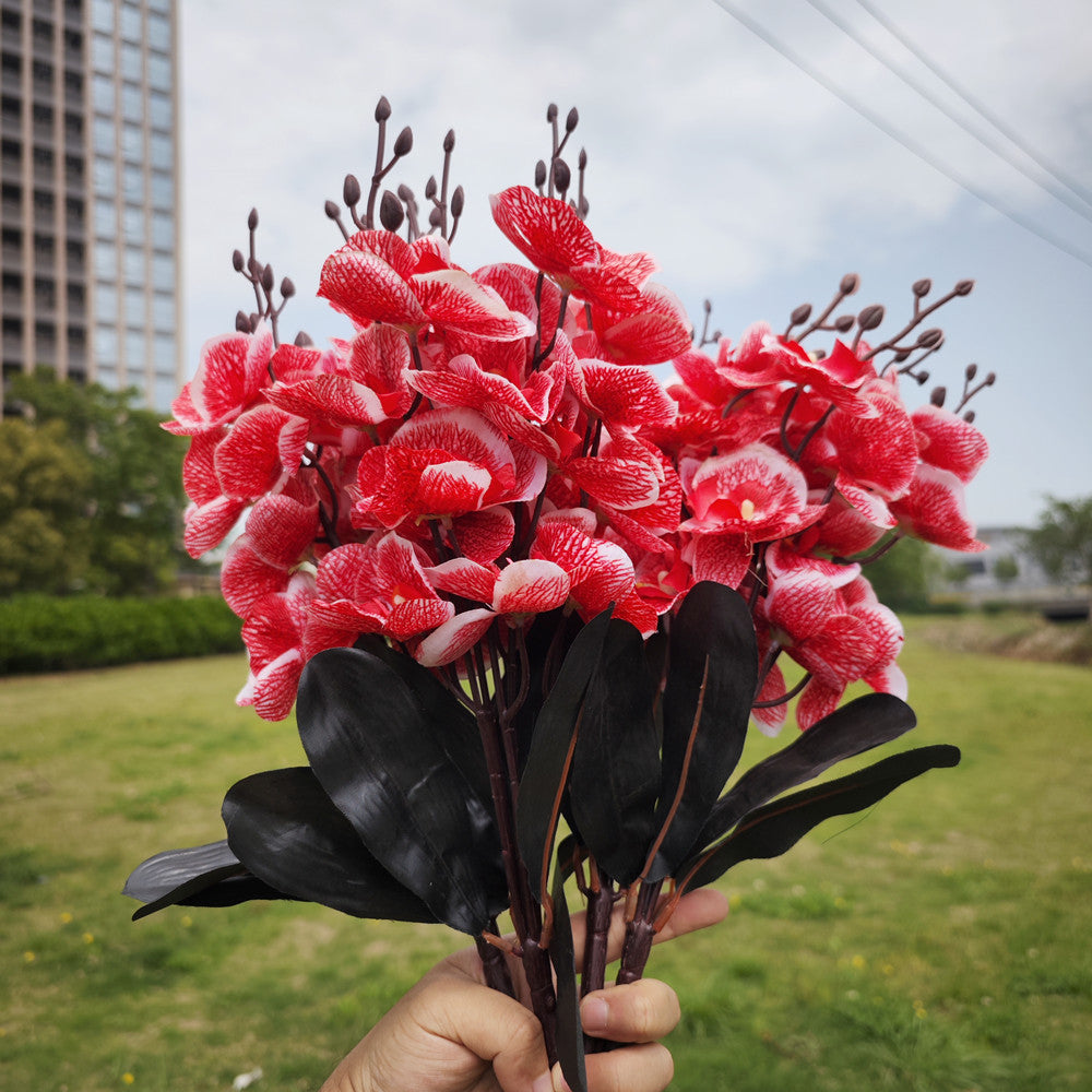 Orquídeas phalaenopsis artificiales con resistencia a los rayos UV de 17" 4 arbustos para jardín, balcón y terraza - Rojo