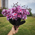 Orquídeas phalaenopsis artificiales con resistencia a los rayos UV de 17" 4 arbustos para jardín, balcón y terraza - Morado