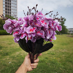 Orquídeas phalaenopsis artificiales con resistencia a los rayos UV de 17" 4 arbustos para jardín, balcón y terraza - Morado