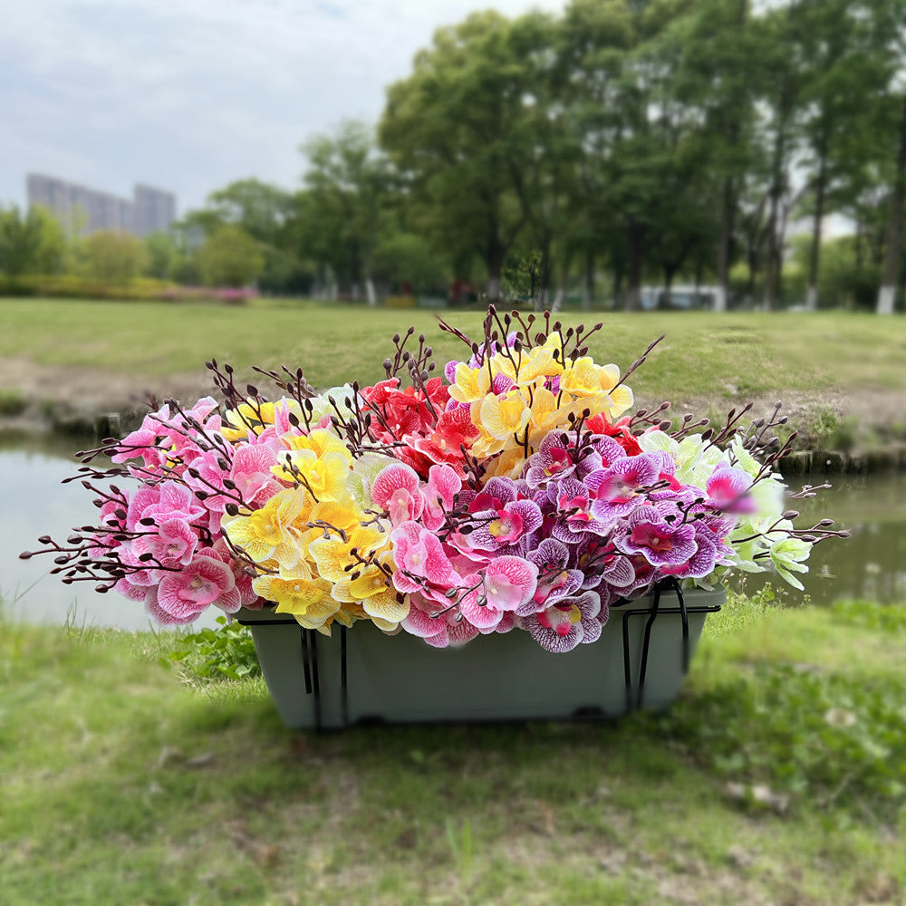 Orquídeas phalaenopsis artificiales con resistencia a los rayos UV de 17" 4 arbustos para jardín, balcón y terraza